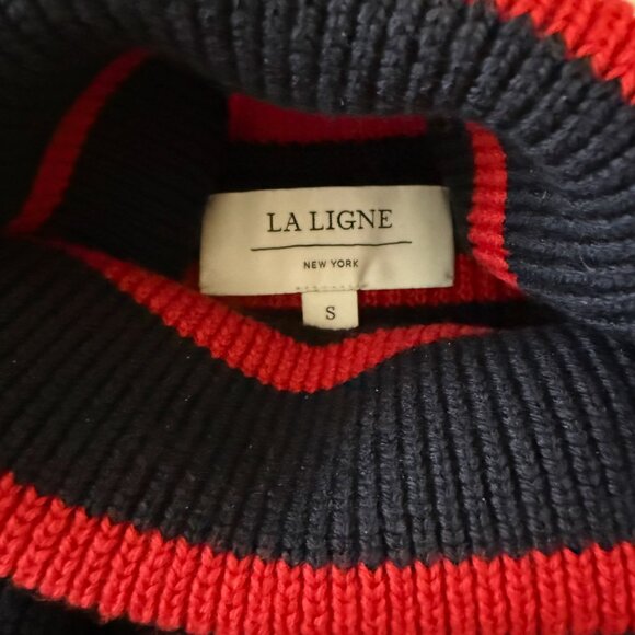 EUC La Ligne Navy and Red Striped Merino Wool Turtleneck Sweater - Size S - Picture 6 of 6